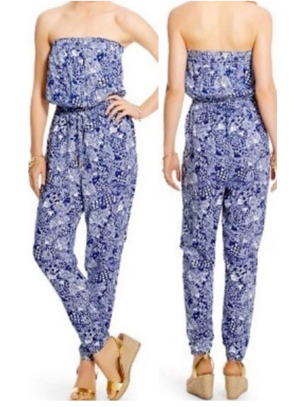 Lilly Pulitzer x Target Strapless Printed Upstream Jumpsuit Romper Blue/Fish Med